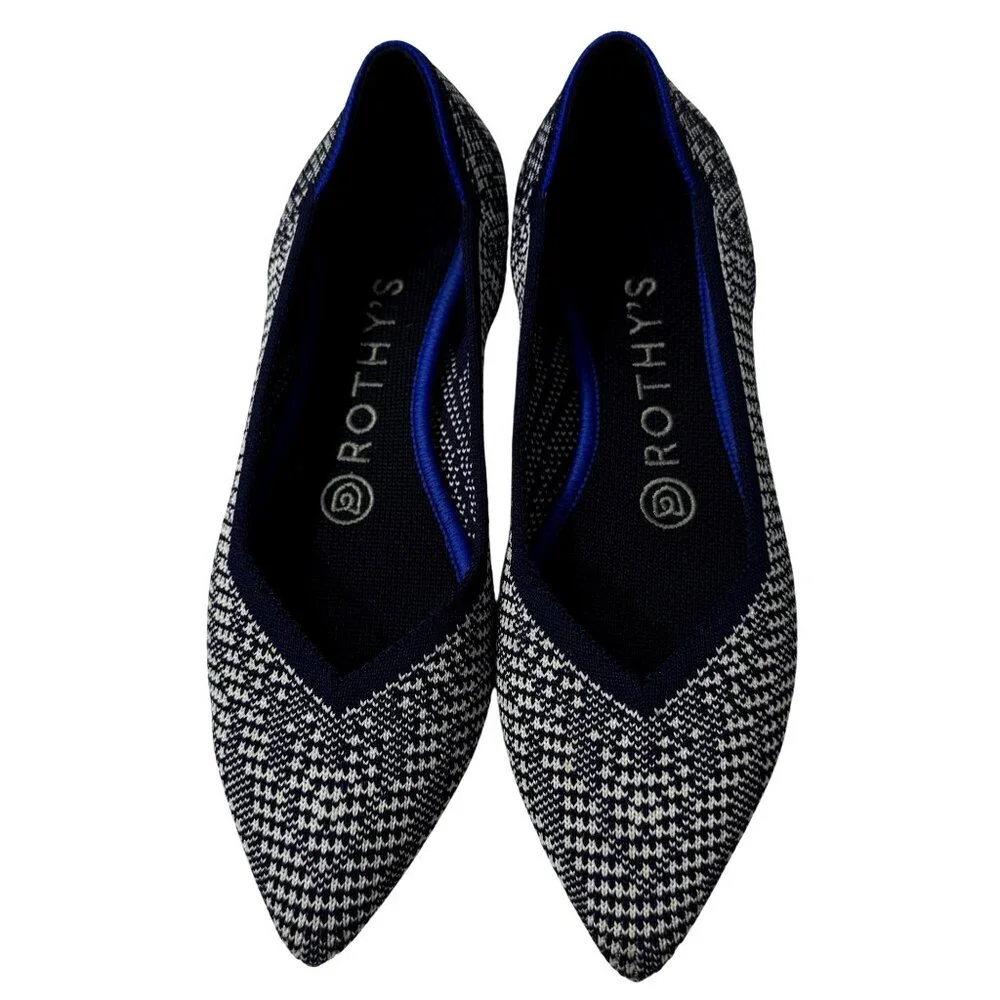 Rothy’s The Point Navy‎ Houndstooth Womens 6.5